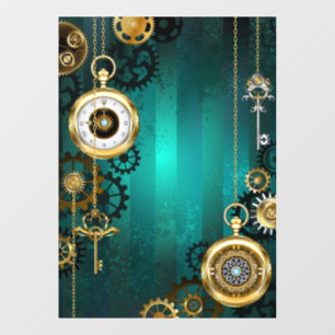 Autocollant Pour Fenêtre Veille bijoux Steampunk sur un Arrière - plan vert