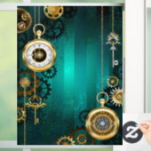 Autocollant Pour Fenêtre Veille bijoux Steampunk sur un Arrière - plan vert (Maison)