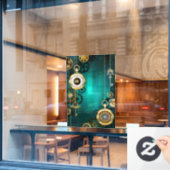 Autocollant Pour Fenêtre Veille bijoux Steampunk sur un Arrière - plan vert (Fenêtre de café)