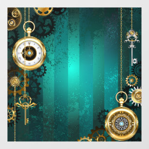 Autocollant Pour Fenêtre Veille bijoux Steampunk sur un Arrière - plan vert