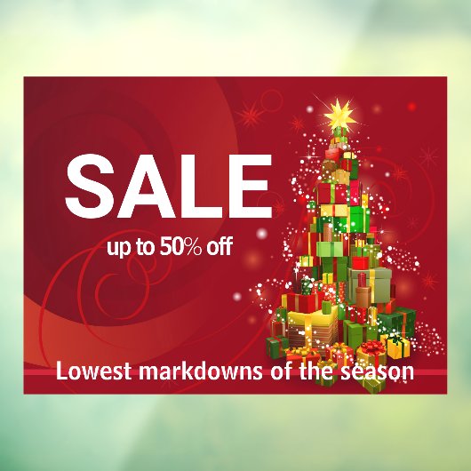 Autocollant Pour Fenêtre VENDRE Noël thème de Noël en rouge texte personnal (Feuille 3)