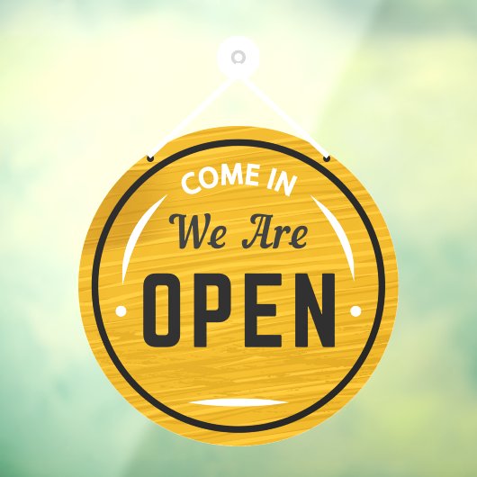 Autocollant Pour Fenêtre Venez Nous sommes Ouverts Faux ronds Bois (Feuille 3)