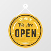 Autocollant Pour Fenêtre Venez Nous sommes Ouverts Faux ronds Bois (Feuille)