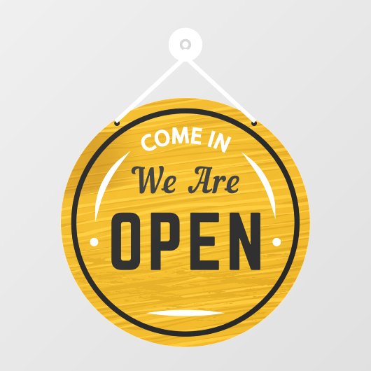 Autocollant Pour Fenêtre Venez Nous sommes Ouverts Faux ronds Bois (Feuille)