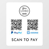 Autocollant Pour Fenêtre Venmo Paypal QR Code Scan to Pay Logo Blanc (Feuille)