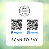 Autocollant Pour Fenêtre Venmo Paypal QR Code Scan to Pay Logo Blanc (Feuille 3)
