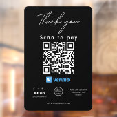 Autocollant Pour Fenêtre Venmo QR Code Logo Scan to Pay Merci Black (Feuille 2)