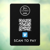 Autocollant Pour Fenêtre Venmo QR Code Scan pour payer le logo moderne Noir (Feuille 3)