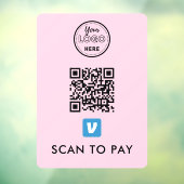 Autocollant Pour Fenêtre Venmo QR Code Scan pour payer le logo moderne rose (Feuille 3)