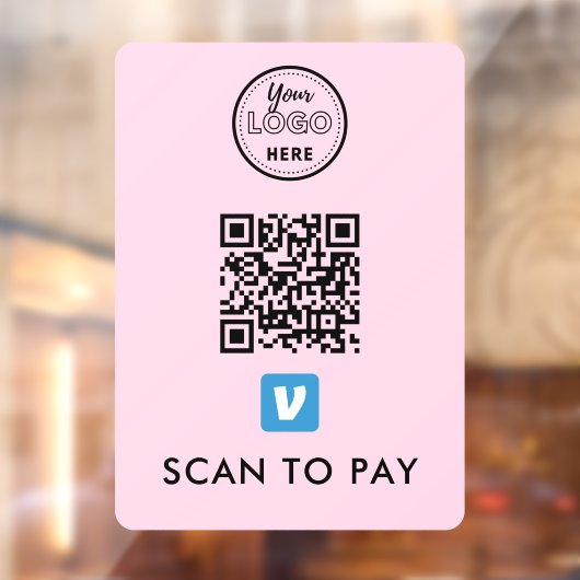 Autocollant Pour Fenêtre Venmo QR Code Scan pour payer le logo moderne rose (Feuille 2)