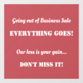 Autocollant Pour Fenêtre Vente de liquidation Publicité (Feuille)