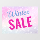 Autocollant Pour Fenêtre Vente d'hiver, Message DIY, Flocons de neige, Fuch (Feuille)