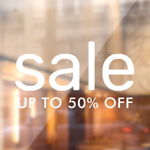 Autocollant Pour Fenêtre Vente jusqu'à 50 % de texte personnalisé blanc tra