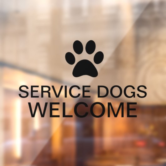 Autocollant Pour Fenêtre Verre d'accueil pour chiens de service transparent (Feuille 2)