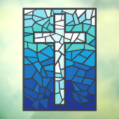 Autocollant Pour Fenêtre Verre tendu Croix Bleu Noir Blanc (Feuille 3)