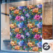 Autocollant Pour Fenêtre Verre tendu Floral sans couture Motif Clouage de f (Fenêtre de café)