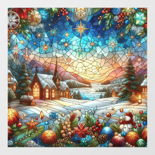 Autocollant Pour Fenêtre Verre Tiré Fenêtre de la scène de Noël Classer