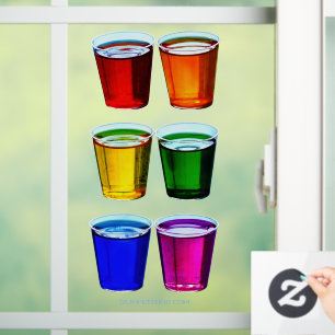 Autocollant Pour Fenêtre Verres à shot de SlipperyJoe's six tasses disposée