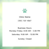 Autocollant Pour Fenêtre Veterinary Clinic Hours Window Cling (Feuille 3)