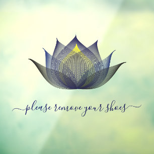 Autocollant Pour Fenêtre Veuillez Enlever Vos Chaussures Lotus Flower Yoga 