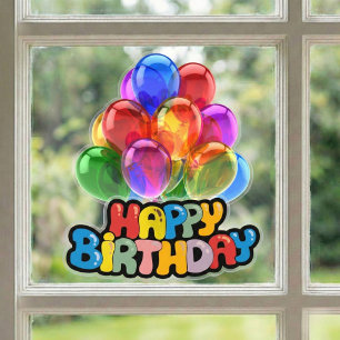 Autocollant Pour Fenêtre Vibrant Balloon Joyeux Anniversaire Clôture de fen