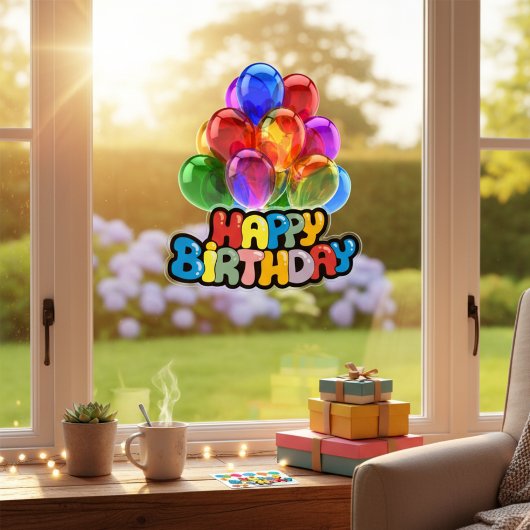 Autocollant Pour Fenêtre Vibrant Balloon Joyeux Anniversaire Clôture de fen