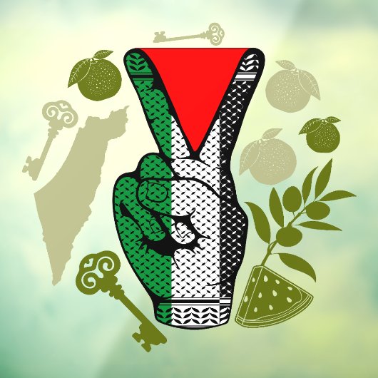 Autocollant Pour Fenêtre Victory Sign Hand Resistance Red Triangle Symbol (Feuille 3)