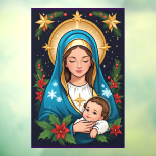 Autocollant Pour Fenêtre Vierge catholique chrétienne Marie Noël