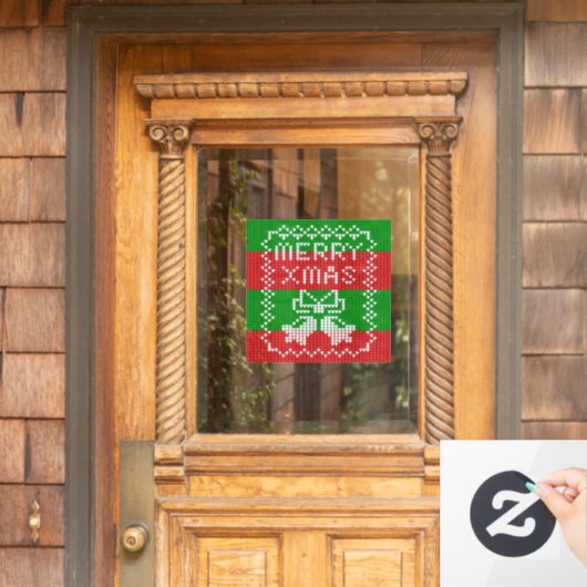 Autocollant Pour Fenêtre Vilain pull motif sonnettes Joyeux fils Xmas (Porte d'accueil)