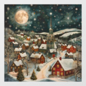 Autocollant Pour Fenêtre Village d'hiver de Folk (Feuille)