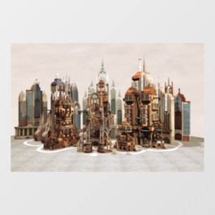 Autocollant Pour Fenêtre Ville de fantasy futuriste Art de paysage urbain S