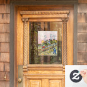 Autocollant Pour Fenêtre Vincent van Gogh - Maisons et figure (Porte d'accueil)