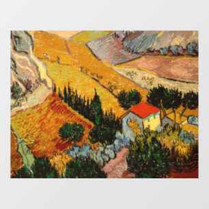 Autocollant Pour Fenêtre Vincent van Gogh - Paysage, Maison et Plowman