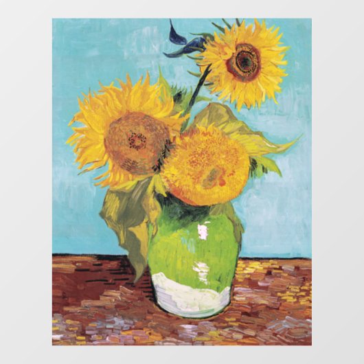 Autocollant Pour Fenêtre Vincent Van Gogh - Trois tournesols dans un vase (Feuille)