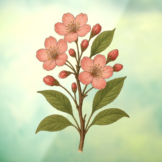 Autocollant Pour Fenêtre Vintage Cherry Blossom (Feuille 3)