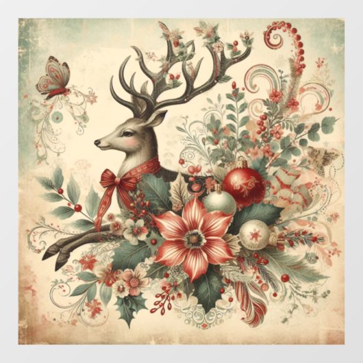 Autocollant Pour Fenêtre Vintage Christmas Window Cling (Feuille)