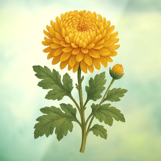 Autocollant Pour Fenêtre Vintage Chrysanthemum (Feuille 3)