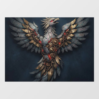 Autocollant Pour Fenêtre Vintage Cyber-Phoenix:Aged Gold & Neon Mythic Bird