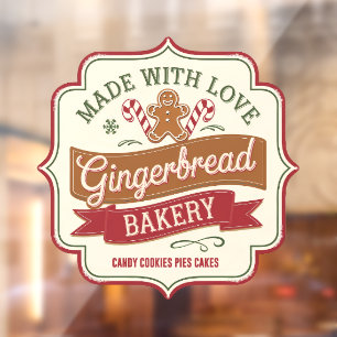 Autocollant Pour Fenêtre vintage Festif Noël pain d'épices boulangerie