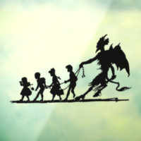 Vintage Krampus Silhouette Clouture de la fenêtre