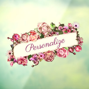 Autocollant Pour Fenêtre Vintage personnalisable Entreprise Féminine Floral