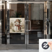 Autocollant Pour Fenêtre Vintage Snowman Window Cling (Porte de bureau)
