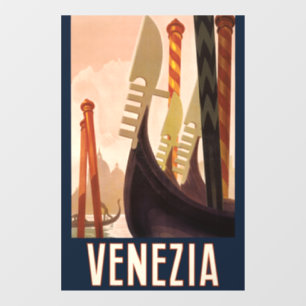 Autocollant Pour Fenêtre Vintage Venezia Italie Voyage Art Venise Gondole