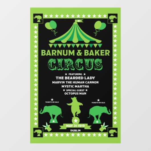 Autocollant Pour Fenêtre Vintages originaux inspirés Cirque (Feuille)