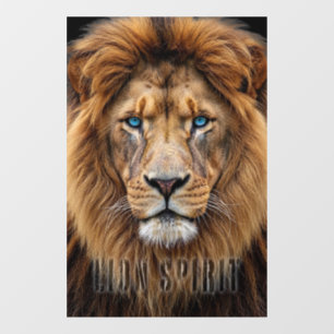 Autocollant Pour Fenêtre Visage majestueux de lion aux yeux bleus Faune A