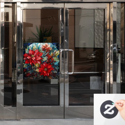 Autocollant Pour Fenêtre Vitrage de Noël Poinsettia Clou de fenêtre (Porte de bureau)