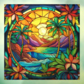 Autocollant Pour Fenêtre vitrail de la baie tropicale (Feuille 3)