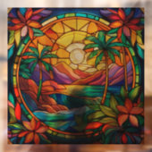 Autocollant Pour Fenêtre vitrail de la baie tropicale (Feuille 2)