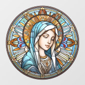 Autocollant Pour Fenêtre Vitrail Madonna Round (Feuille)