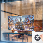 Autocollant Pour Fenêtre Vitre de train de Noël lunaire (Fenêtre de café)